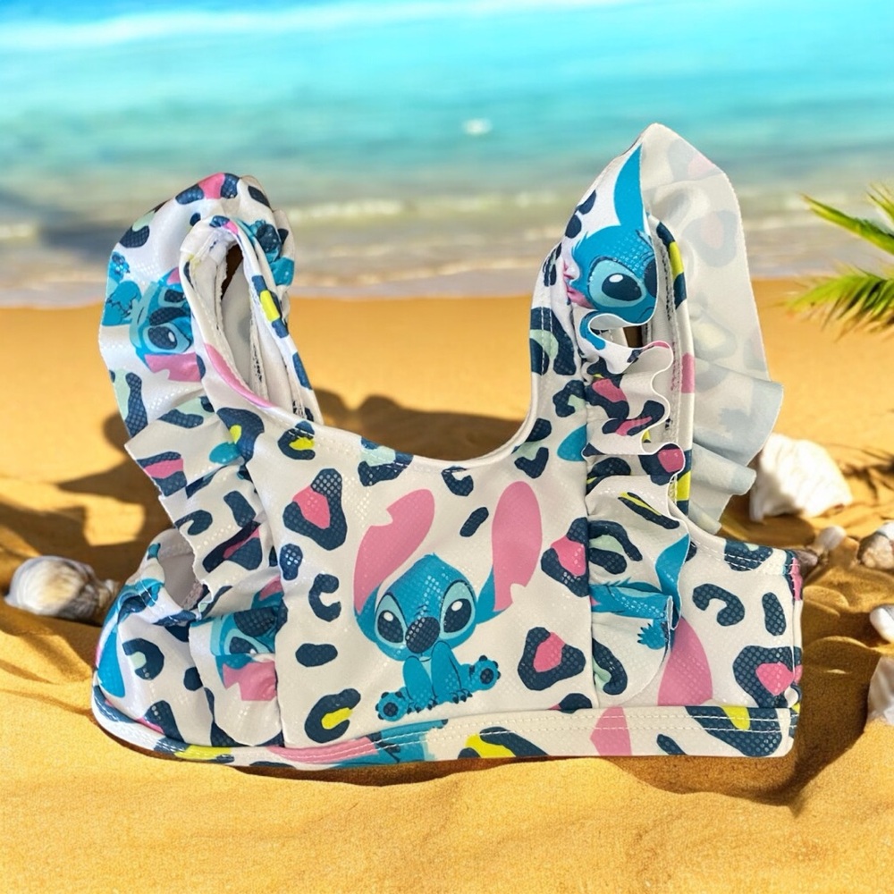 Disney Baby Lilo & Stitch Ruffle Bikini Swim Top White Leopard 12-18 Months